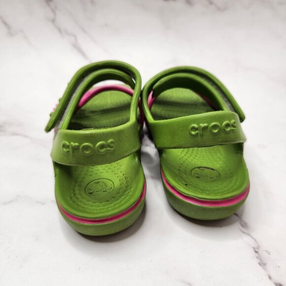 Crocs Keeley Sandals Pink Green Summer Rubber Flower Girls Child 10 - Picture 4 of 8